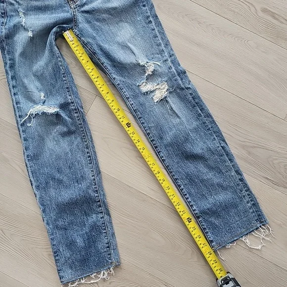 Anthropologie Pilcro The Vintage Straight Distressed Denim High Rise Jeans Sz 25 - Picture 14 of 16